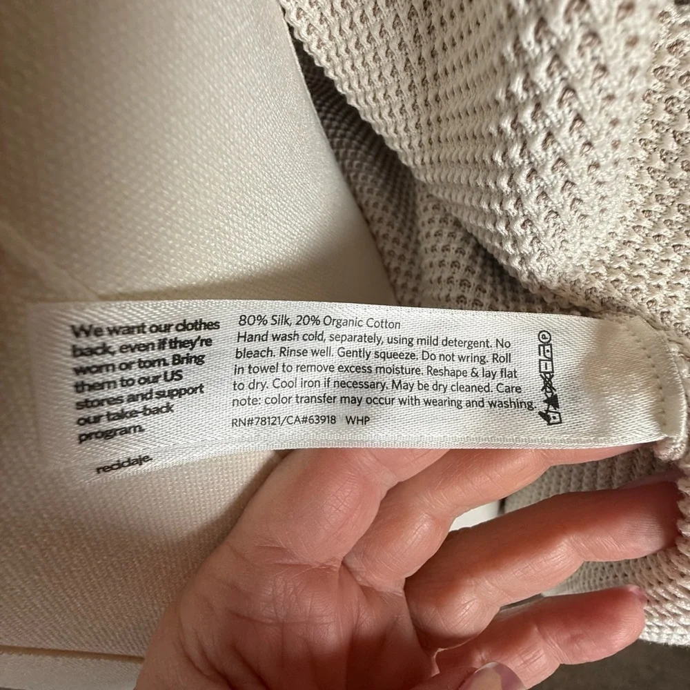 Eileen Fisher Silk Organic Cotton Open Front Cardigan Sweater Womens Size Large